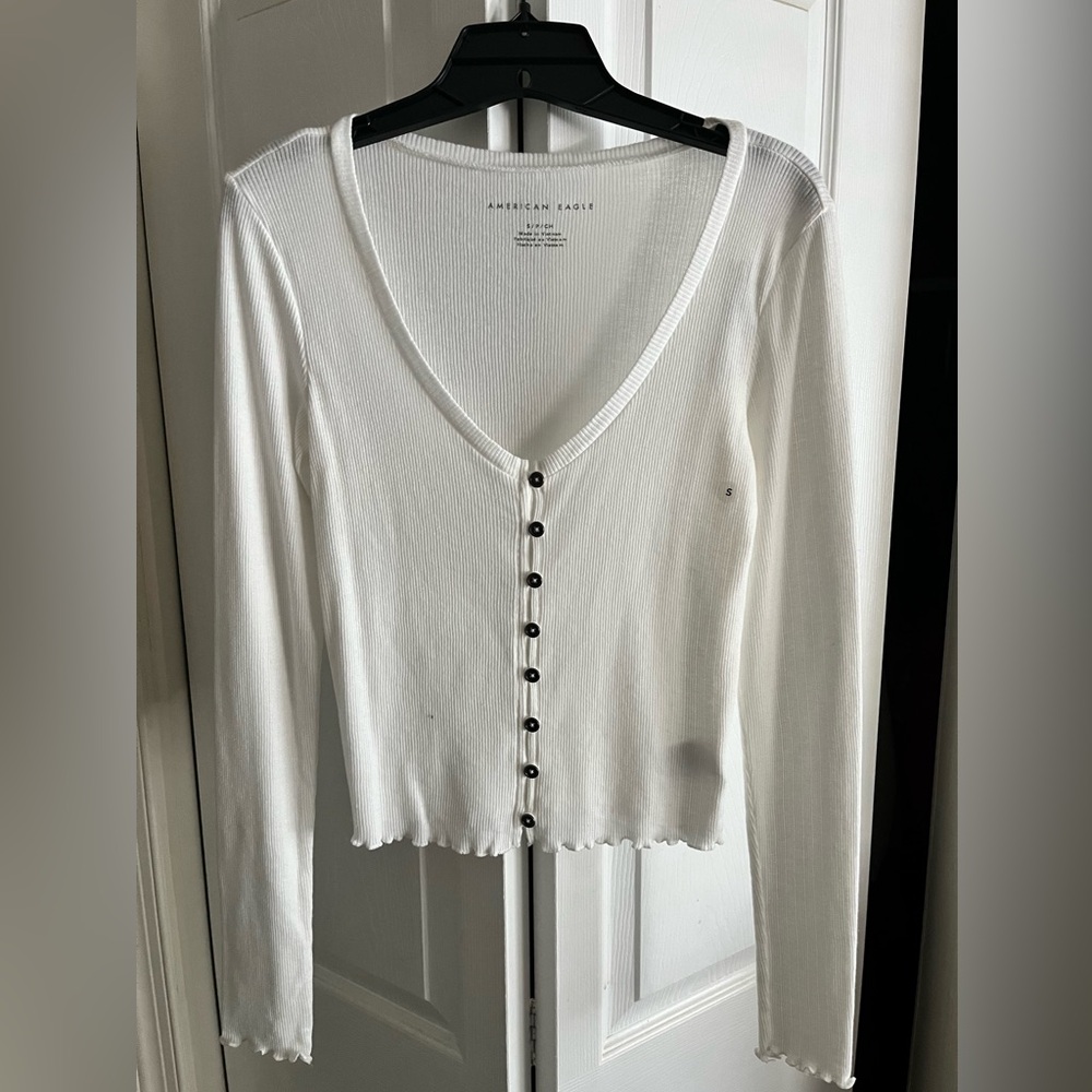 American Eagle white Henley tee.  Size small